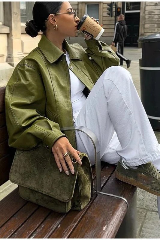 Paula - Women's Relaxed Biker Jacket with Hood and Collar - photo 2