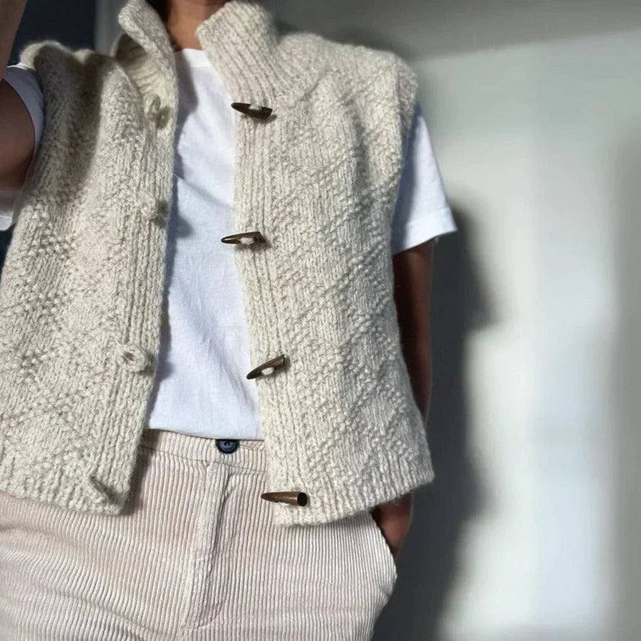 Pierrette - Women's Cardigan with Button Front and Roll Neck - photo 2