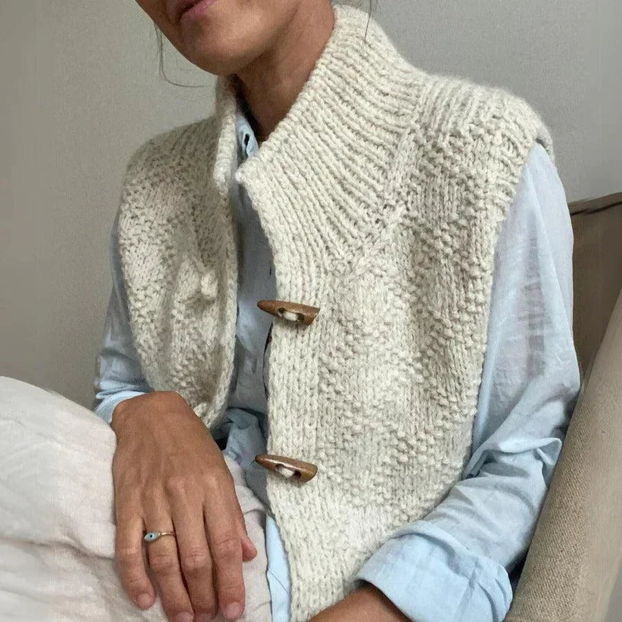 Pierrette - Women's Cardigan with Button Front and Roll Neck - photo 3