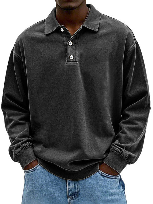 William - Men's Vintage Style Long Sleeve Polo Shirt - photo 10