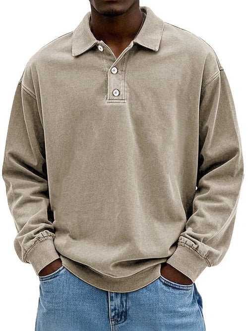 William - Men's Vintage Style Long Sleeve Polo Shirt - photo 4