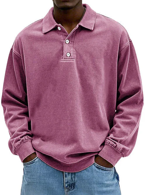 William - Men's Vintage Style Long Sleeve Polo Shirt - photo 5