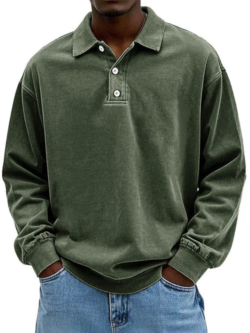 William - Men's Vintage Style Long Sleeve Polo Shirt - photo 8