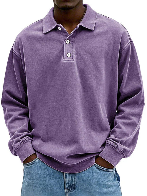 William - Men's Vintage Style Long Sleeve Polo Shirt - photo 6