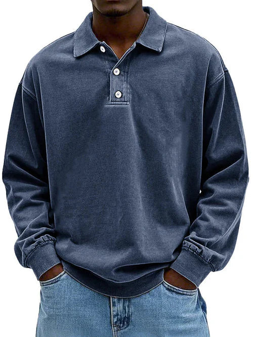 William - Men's Vintage Style Long Sleeve Polo Shirt - photo 9