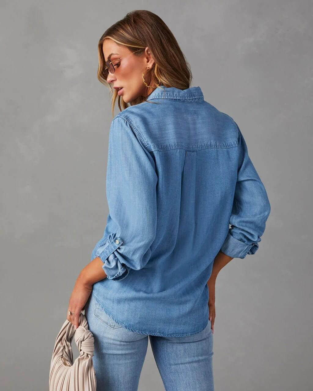 Raphaelle - Women's Denim Shirt with Long Sleeves - photo 4
