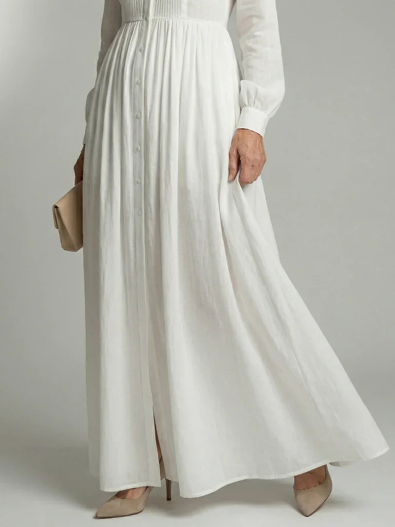 Robyn - Women's Relaxed Dress with Ruching and Button Front - photo 3