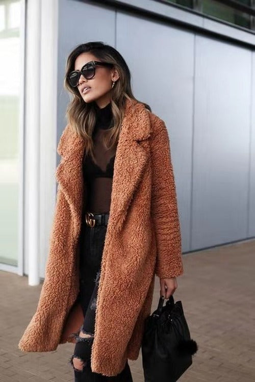 Soft Women's Fleece Teddy Coat Long Style - photo 9