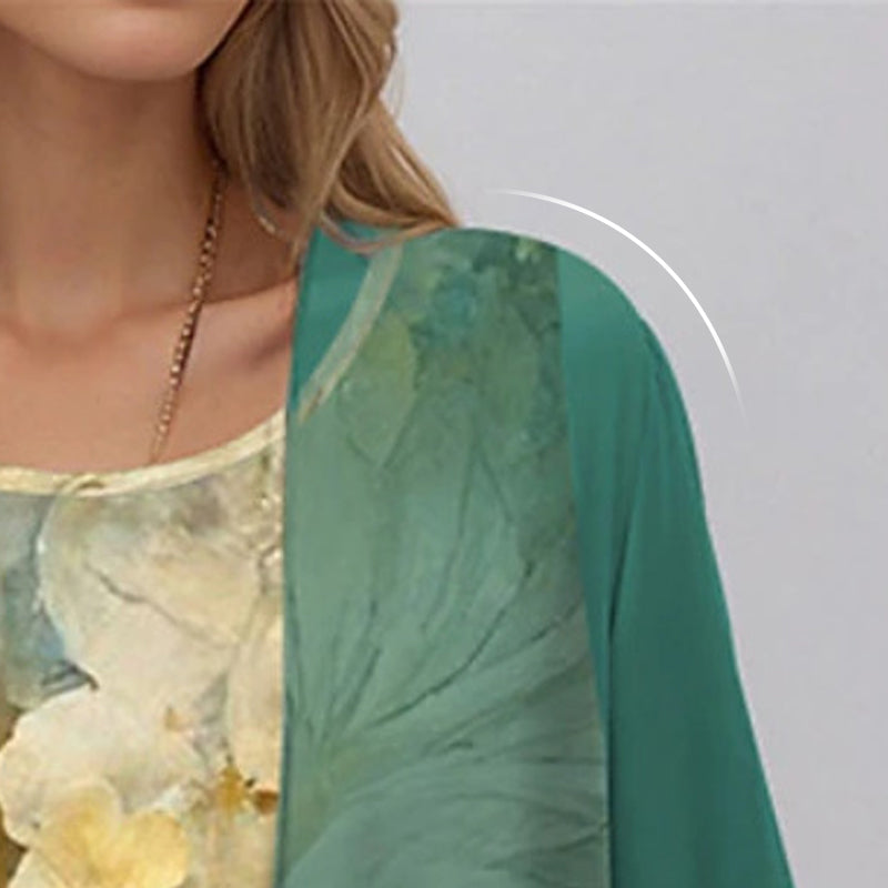 Women's Layered Floral Midi Dress with Sheer Duster Cardigan - photo 12