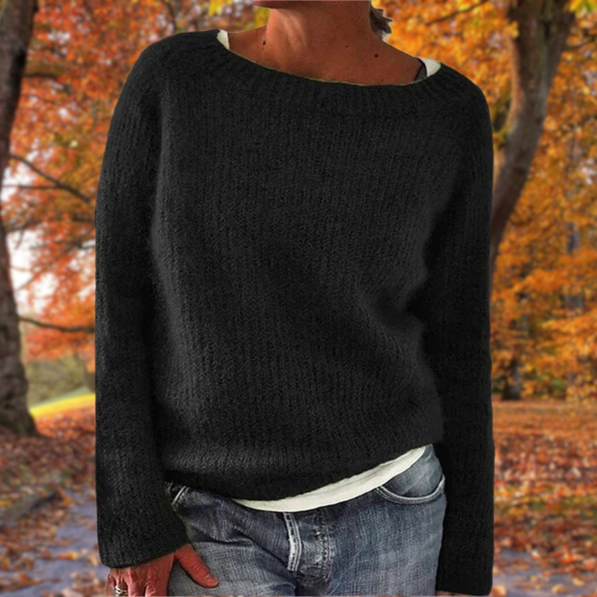 Stephanie - Women's Knitted Jumper with Collar and Long Sleeves - photo 2