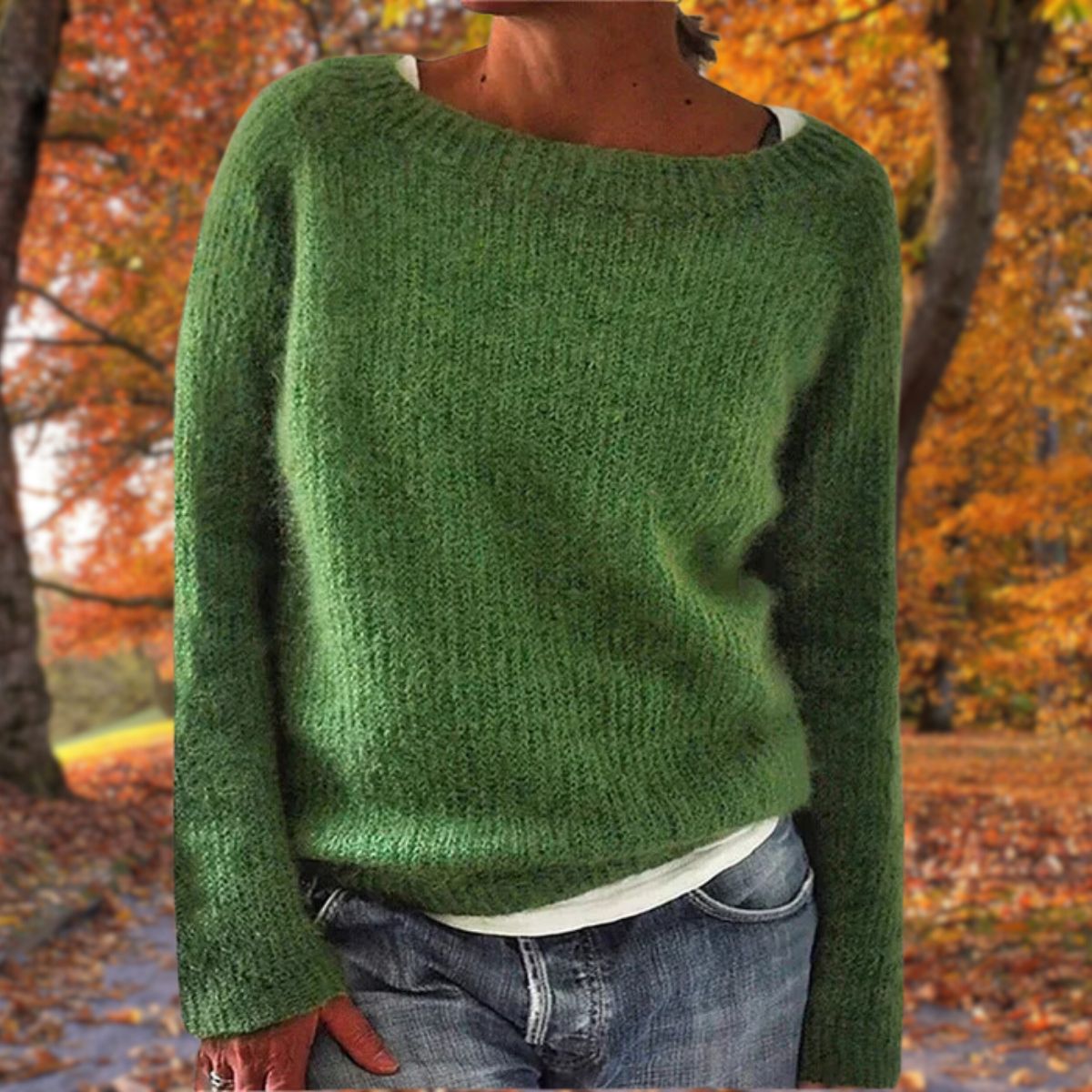 Stephanie - Women's Knitted Jumper with Collar and Long Sleeves - photo 5