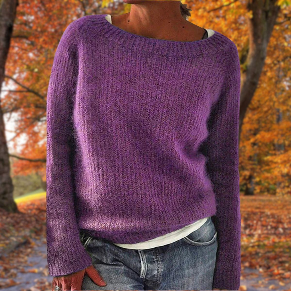 Stephanie - Women's Knitted Jumper with Collar and Long Sleeves - photo 6