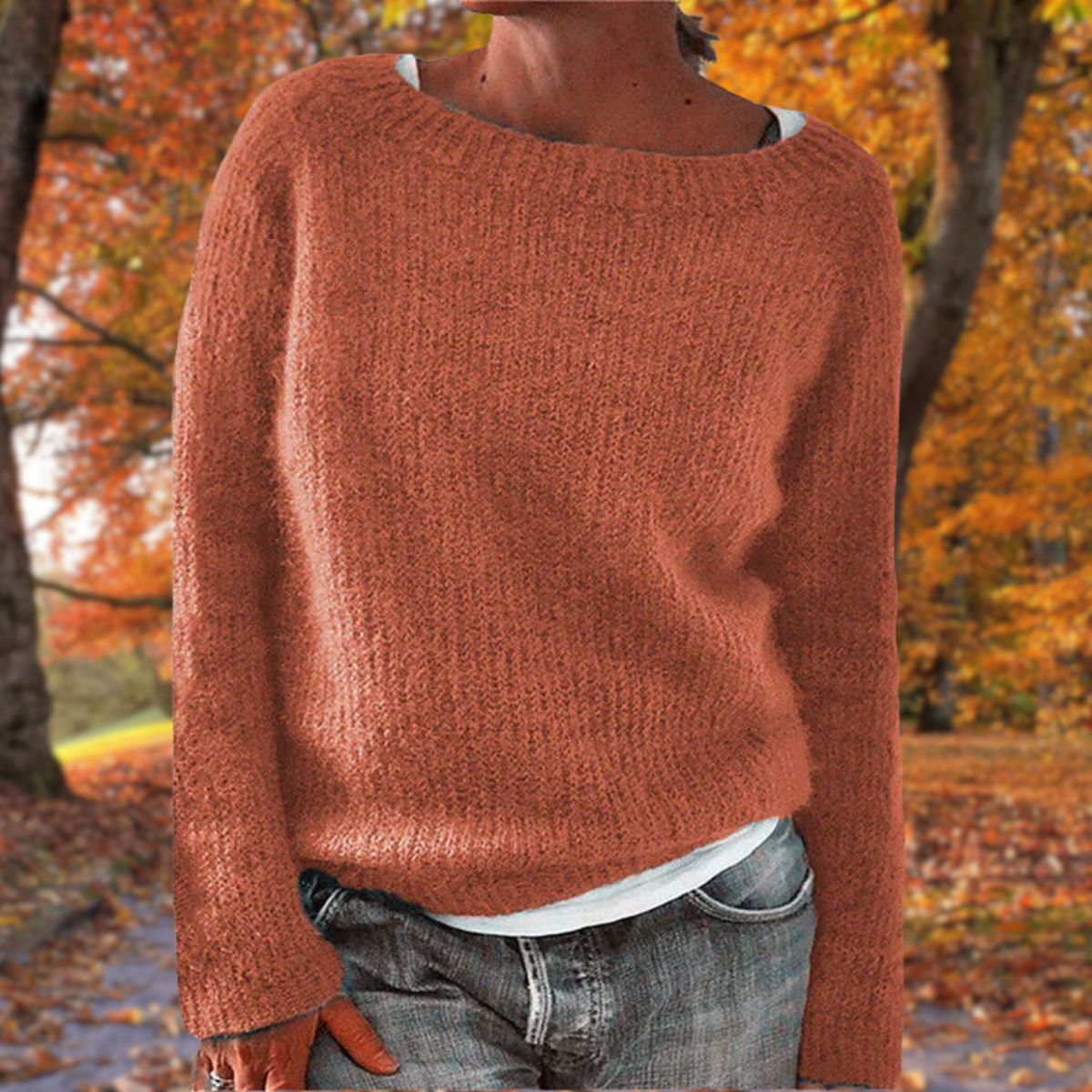 Stephanie - Women's Knitted Jumper with Collar and Long Sleeves - photo 7