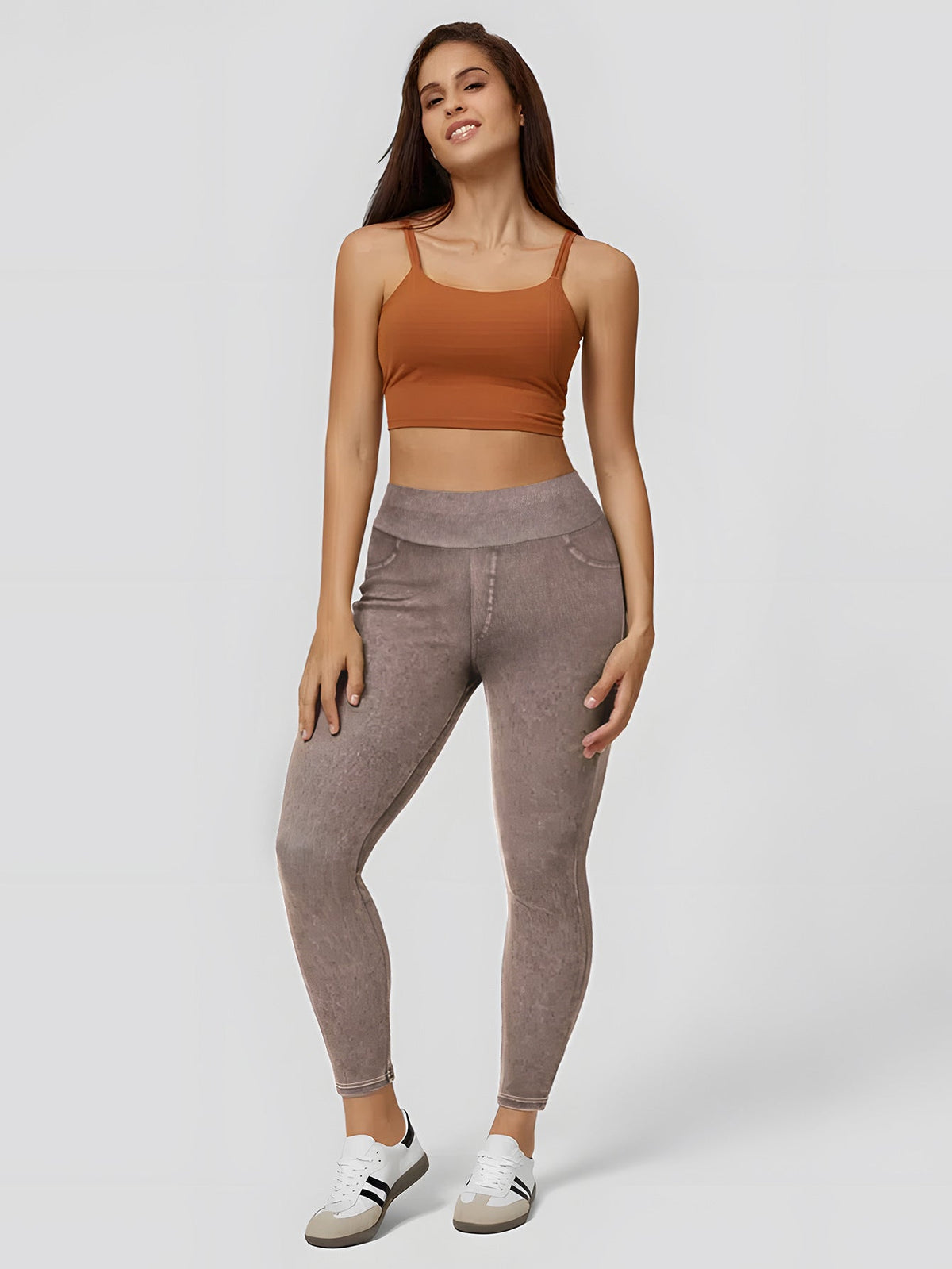 Sydney - Women's High-Waisted Skinny Leggings with Denim Finish - photo 4