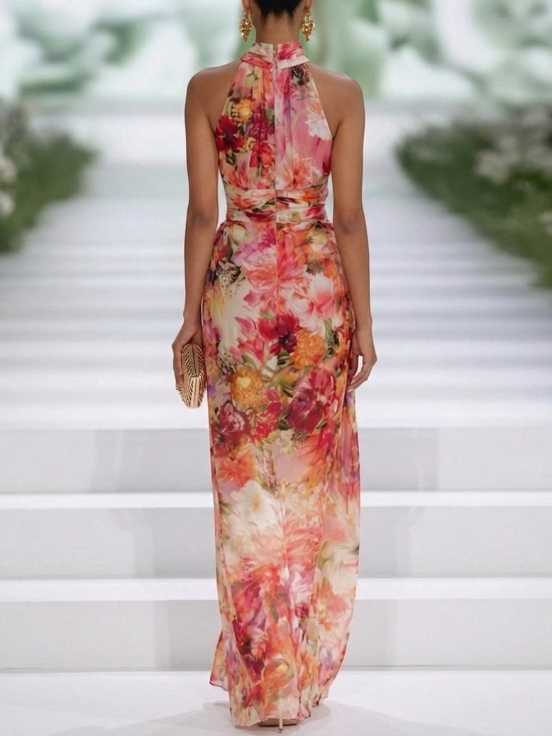 Vera - Women's Floral Halter Wedding Guest Maxi Dress - photo 2