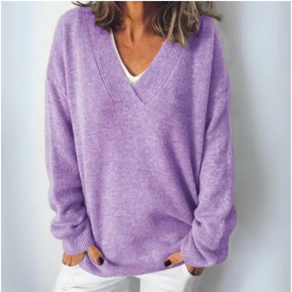 Vespera - Women's Knitted Jumper with V-Neck - photo 5