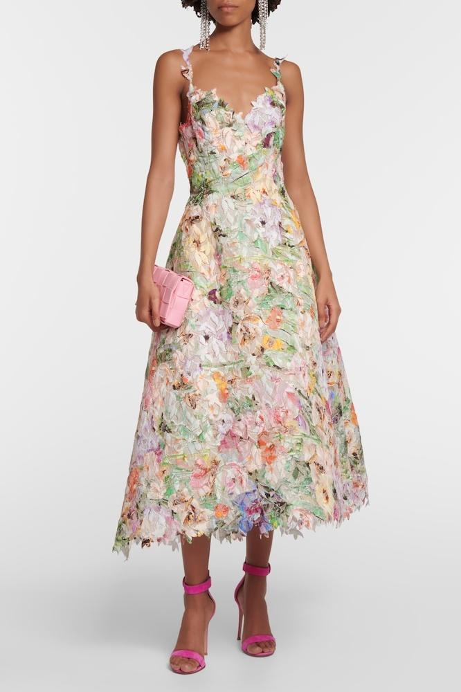 Bellarose - Floral Embroidered Lace Midi Dress Elegant & Romantic Summer Outfit - photo 2