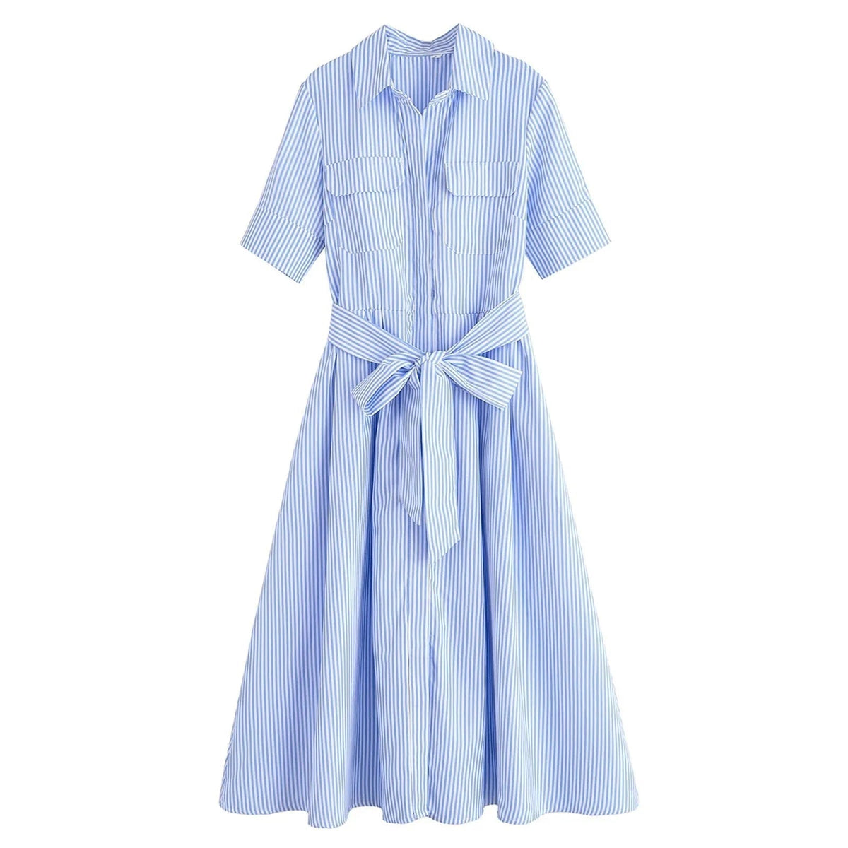 Beth – rochie-cămașă midi de damă, cu cordon