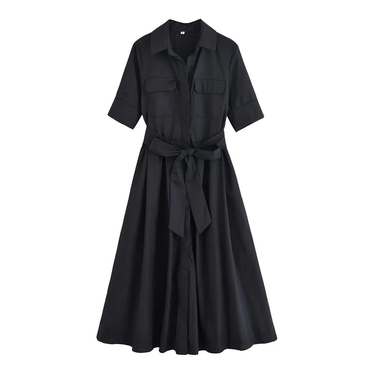 Beth – rochie-cămașă midi de damă, cu cordon