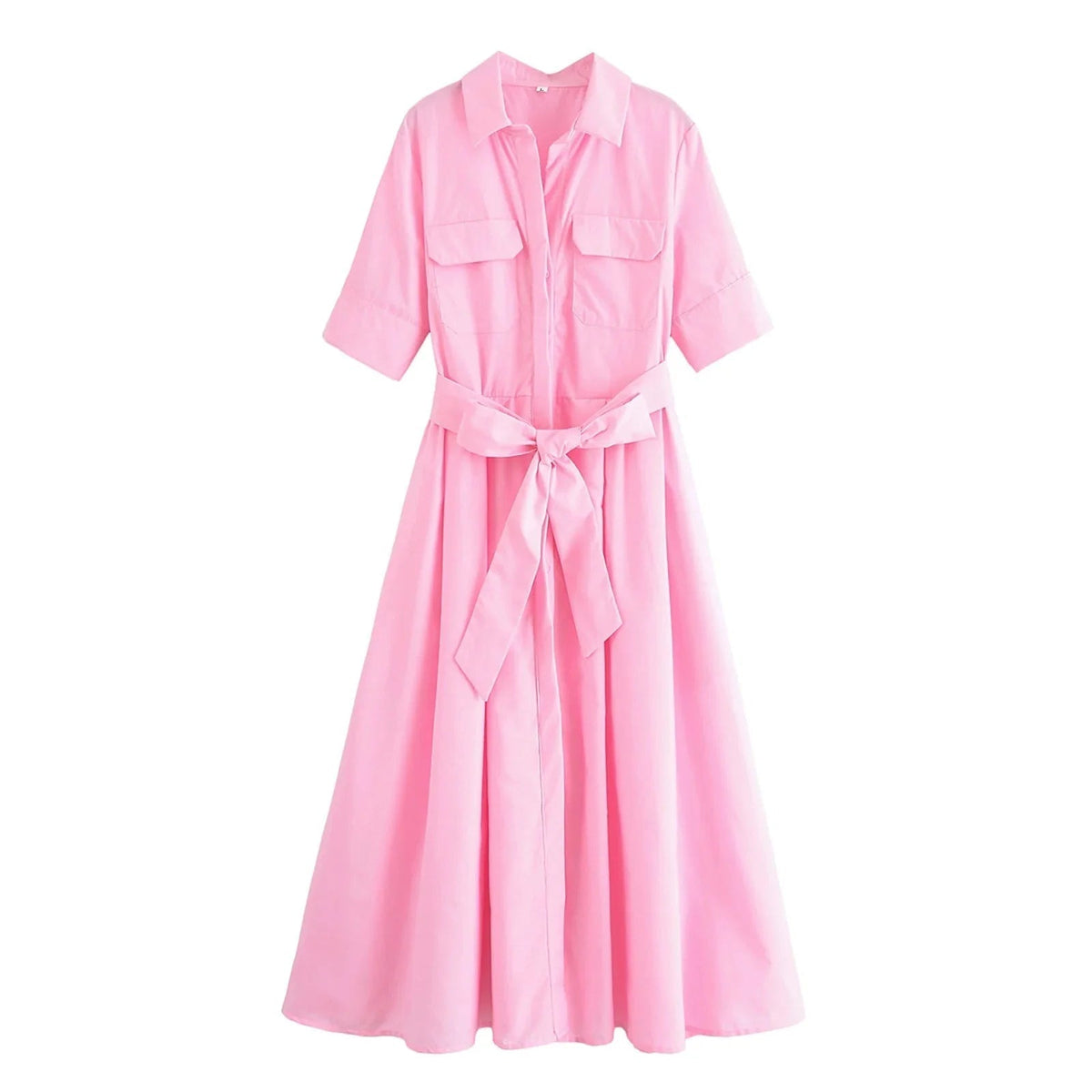 Beth – rochie-cămașă midi de damă, cu cordon