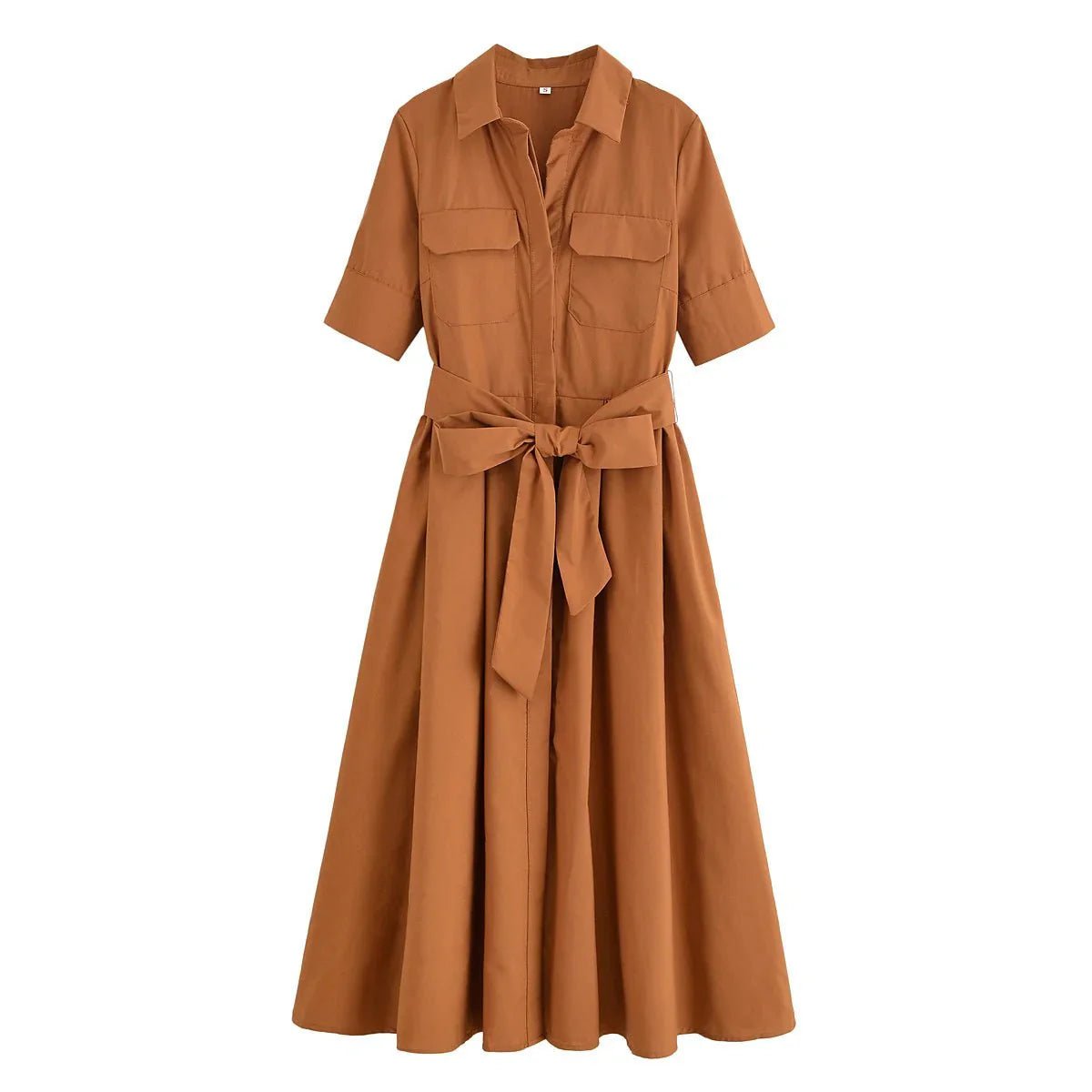 Beth – rochie-cămașă midi de damă, cu cordon