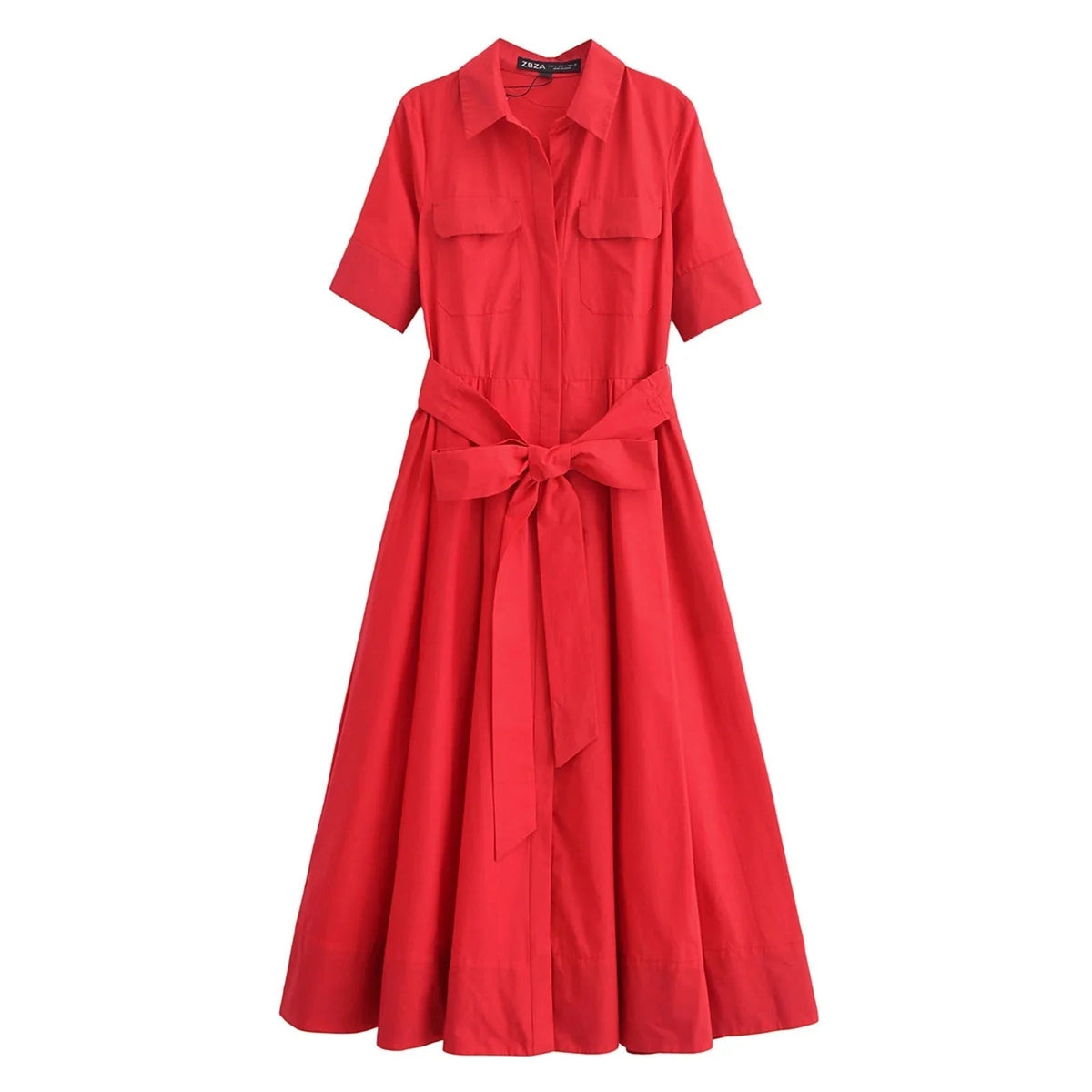 Beth – rochie-cămașă midi de damă, cu cordon