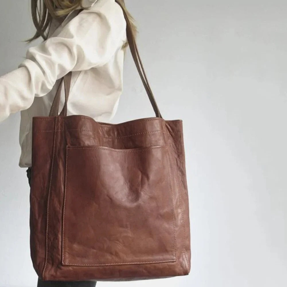 Delwyn - Women's Leather Tote Bag with Magnetic Closure