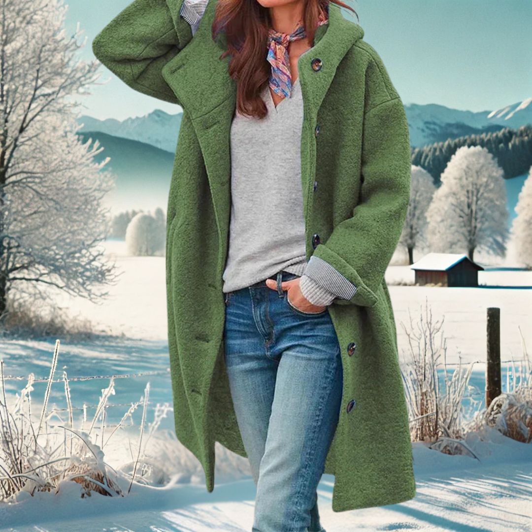 Kirsty - Women's Long Teddy Coat with Hood