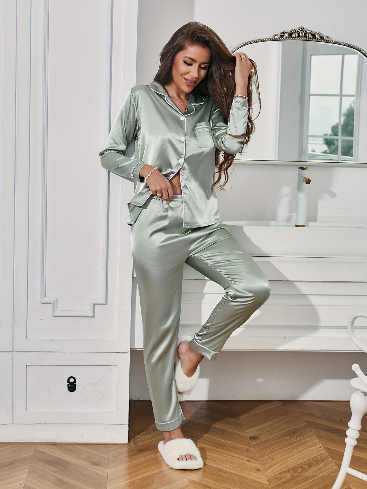 Sadie - Women's Two Piece Satin Pyjama Set