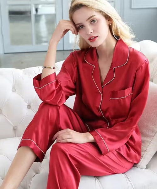 Sadie - Women's Two Piece Satin Pyjama Set - photo 2