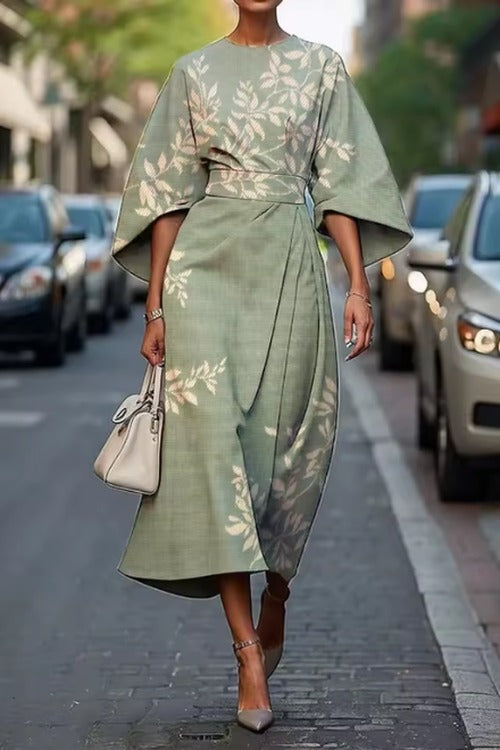 Women's Floral Belted Midi Dress Wedding Guest Style - photo 4