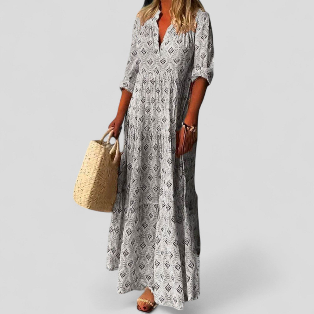 Wren - Women's Cotton Boho V-Neck Maxi Dress - photo 2