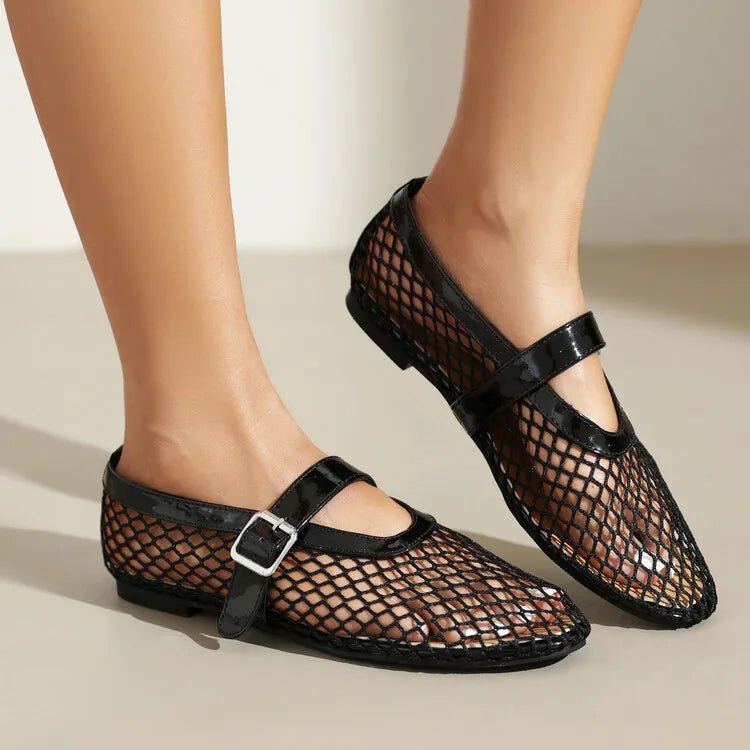 Lena - Women's Wide Toe Box Mesh Ballet Flats - photo 1
