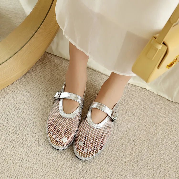 Lena - Women's Wide Toe Box Mesh Ballet Flats - photo 8