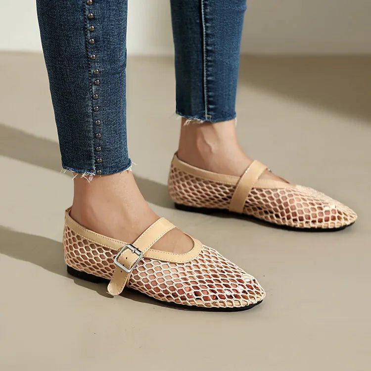 Lena - Women's Wide Toe Box Mesh Ballet Flats - photo 4
