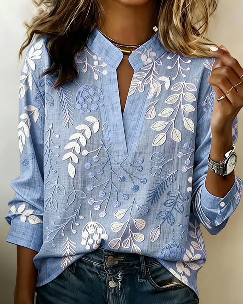 Women's Lightweight V-Neck Blouse with Pastel Floral Print - photo 4