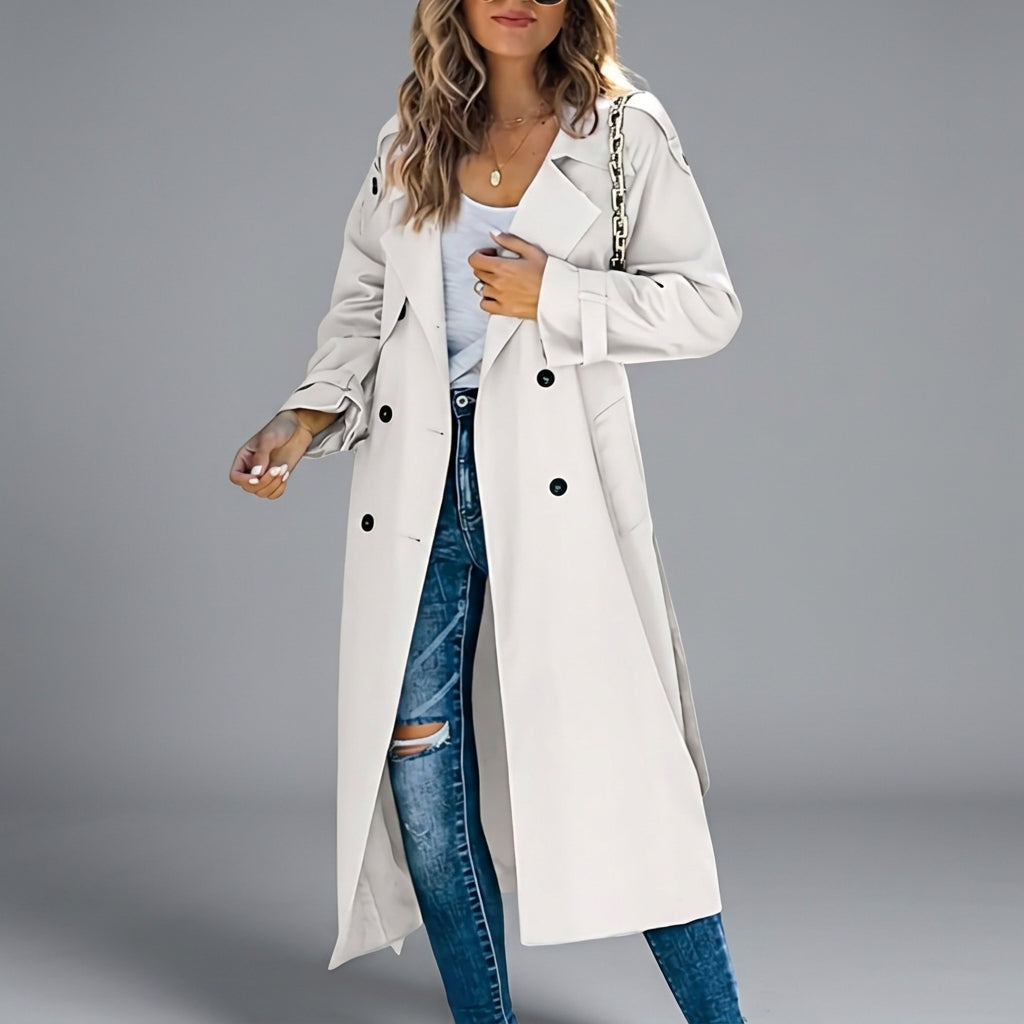 Elvarique - Women's Cotton Blend Button Trench Coat - photo 1