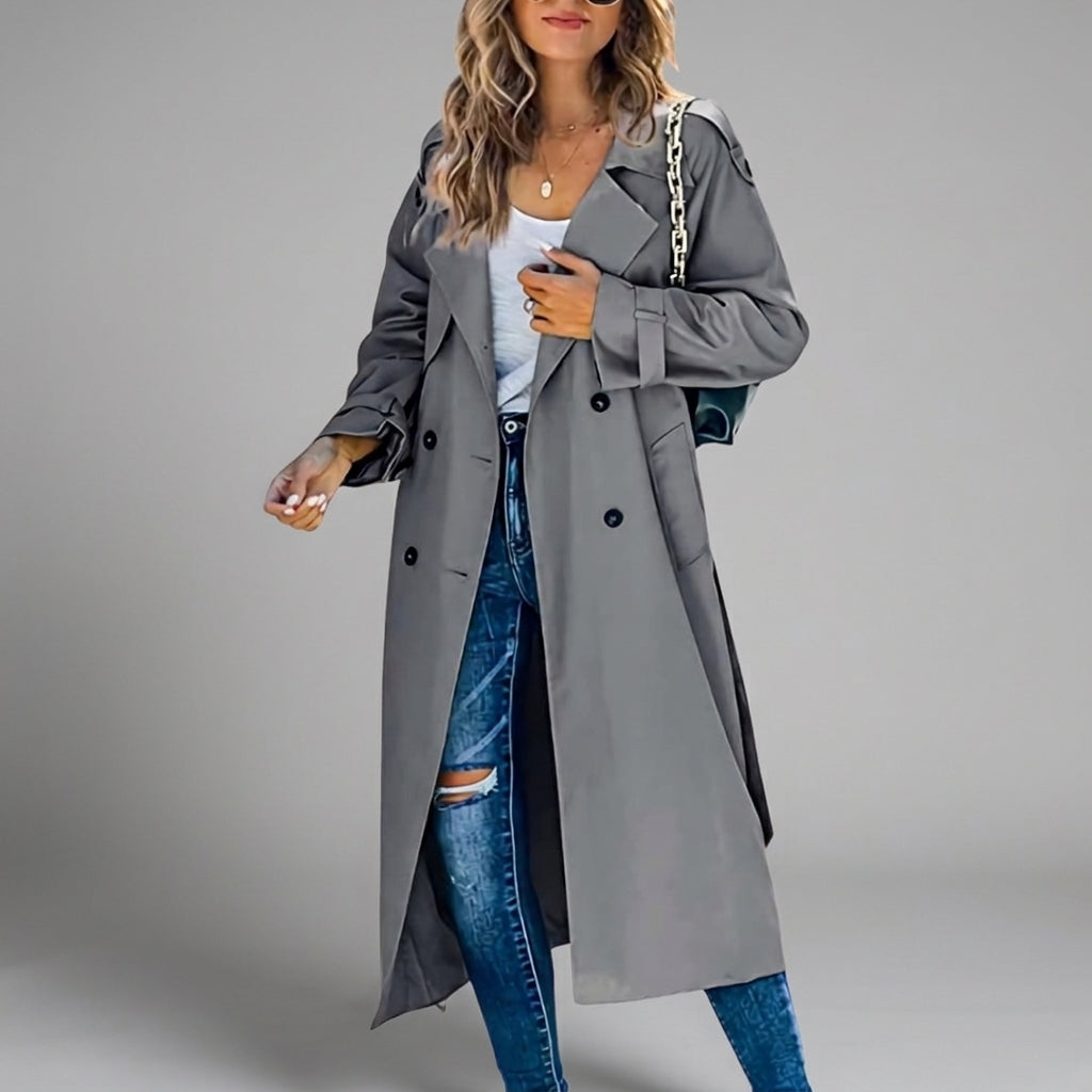 Elvarique - Women's Cotton Blend Button Trench Coat - photo 4
