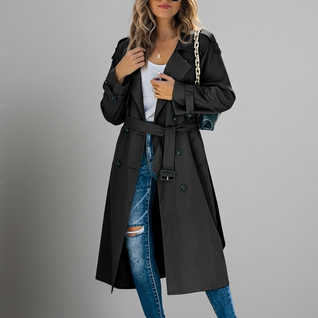 Elvarique - Women's Cotton Blend Button Trench Coat - photo 6