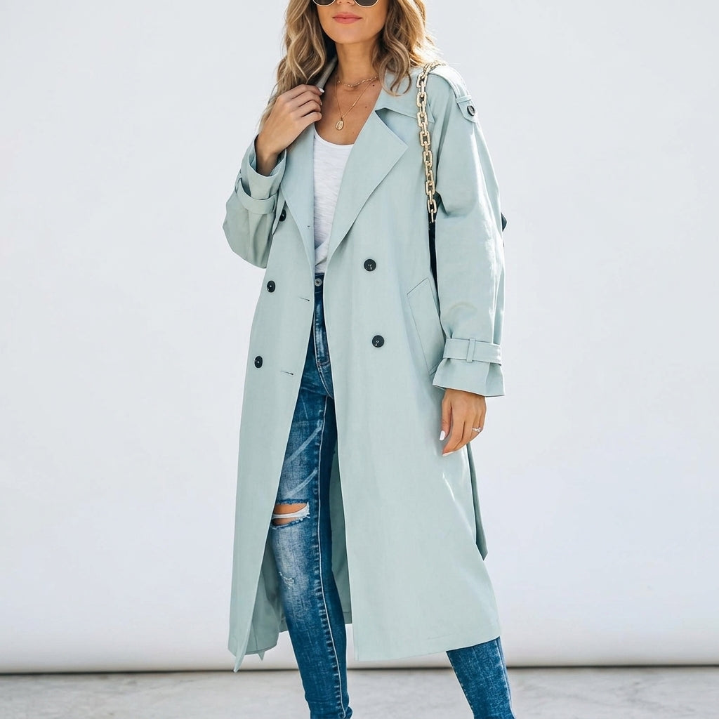 Delilah - Elegant Double Breasted Long Trench Coat for Women - photo 5
