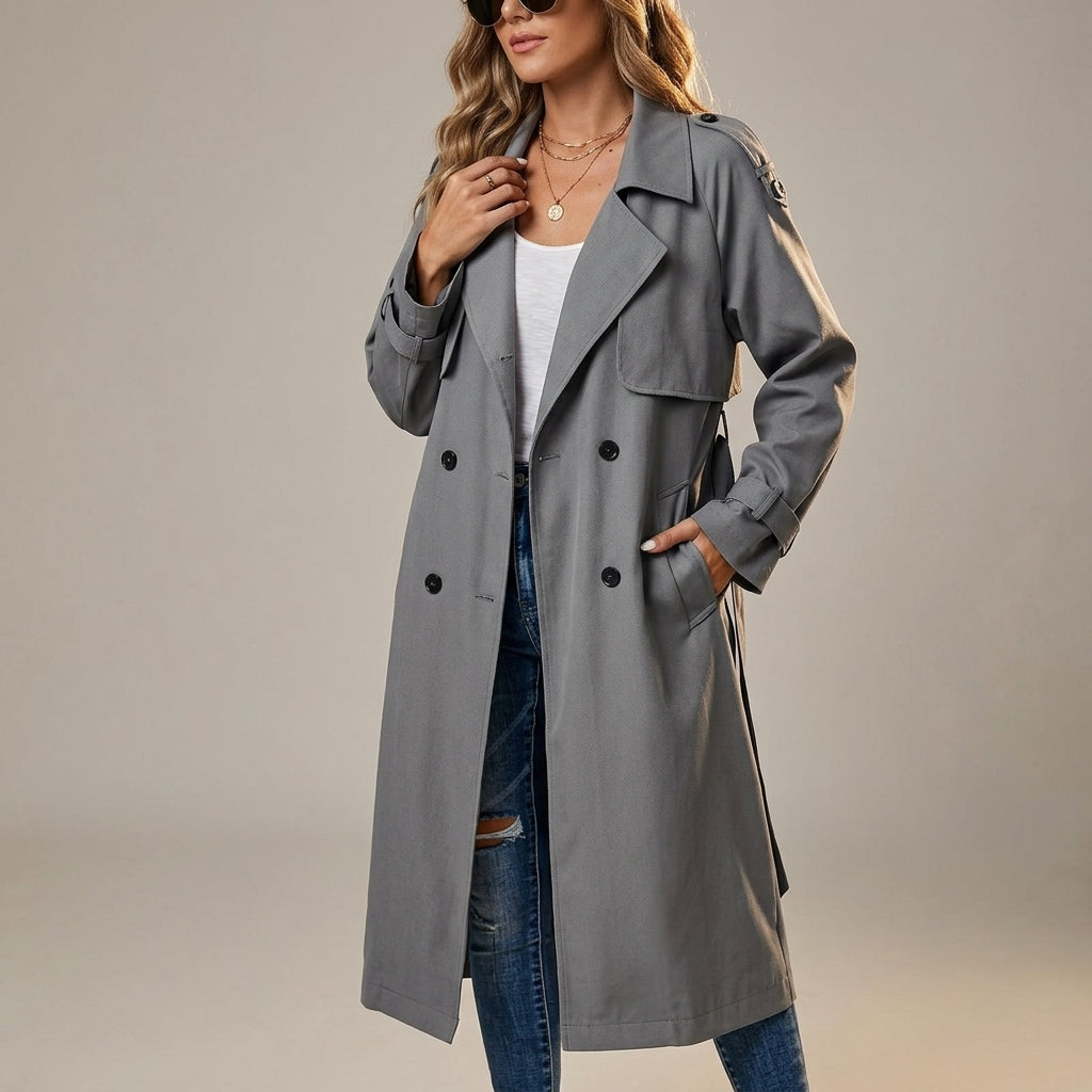Alvanti - Elegant Double Breasted Long Trench Coat for Women - photo 4