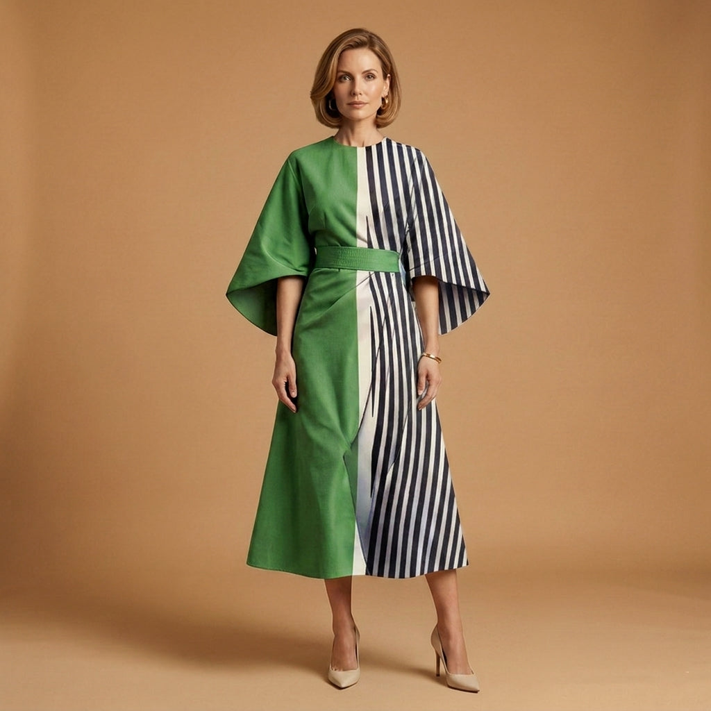 Lourmarin - Women's Round Neck Tailored Midi Dress - photo 4