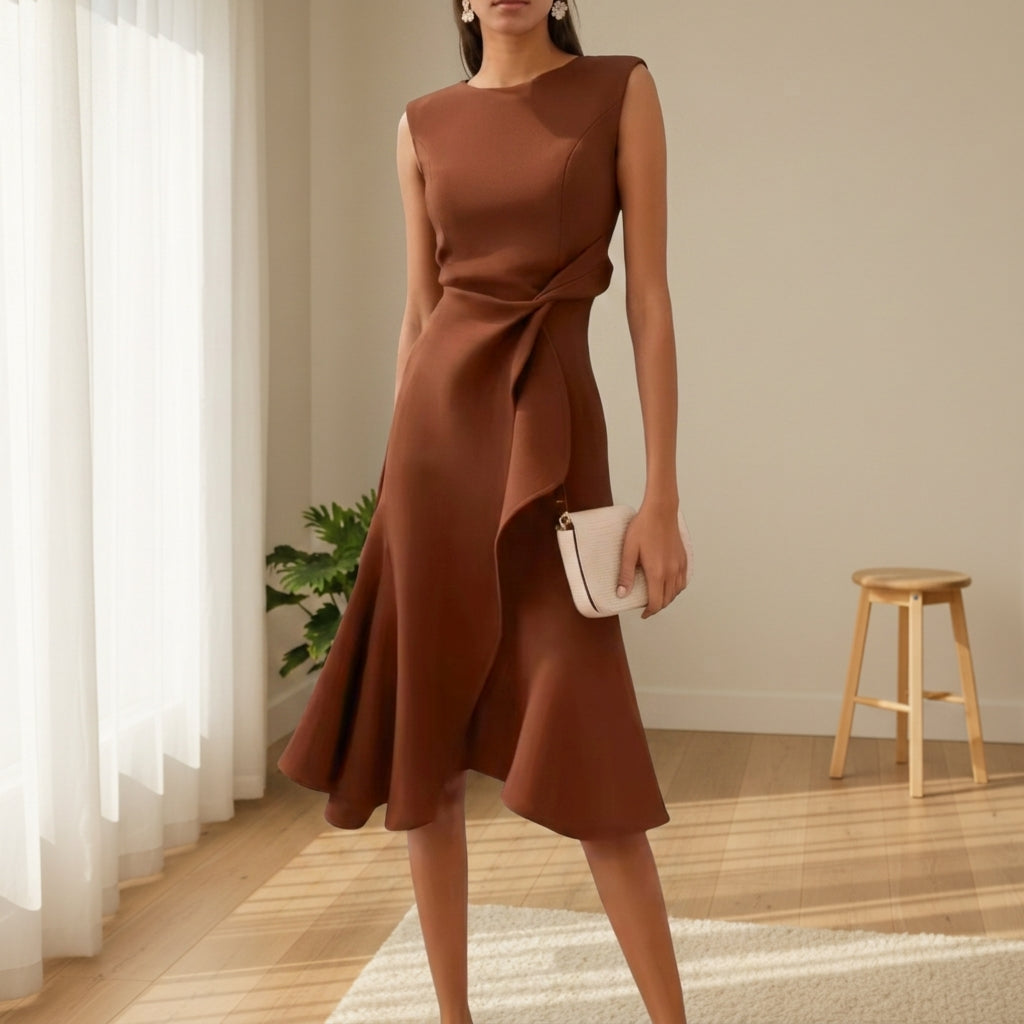 Vesta - Women's Draped Asymmetric Midi Dress - photo 9