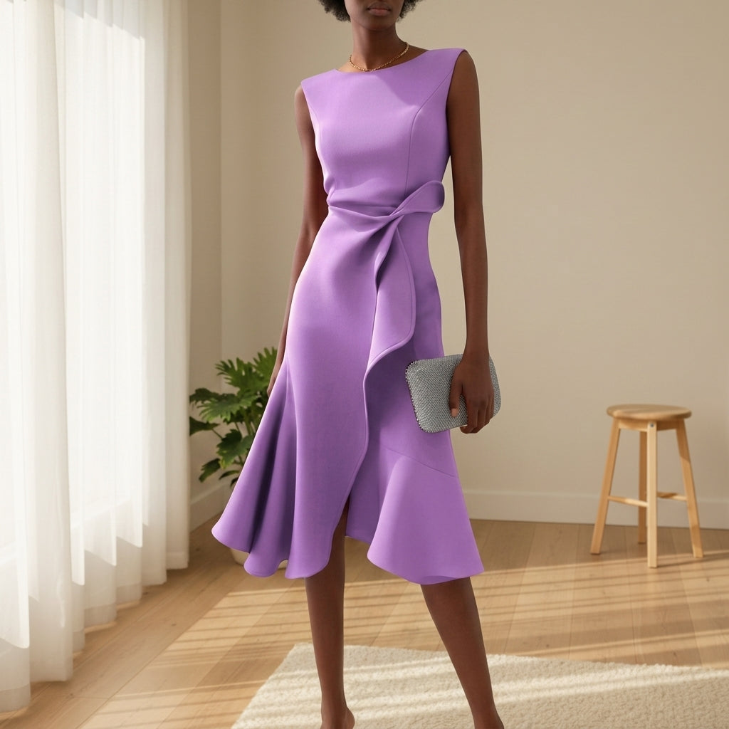 Positano - Women's Draped Asymmetric Midi Dress - photo 8