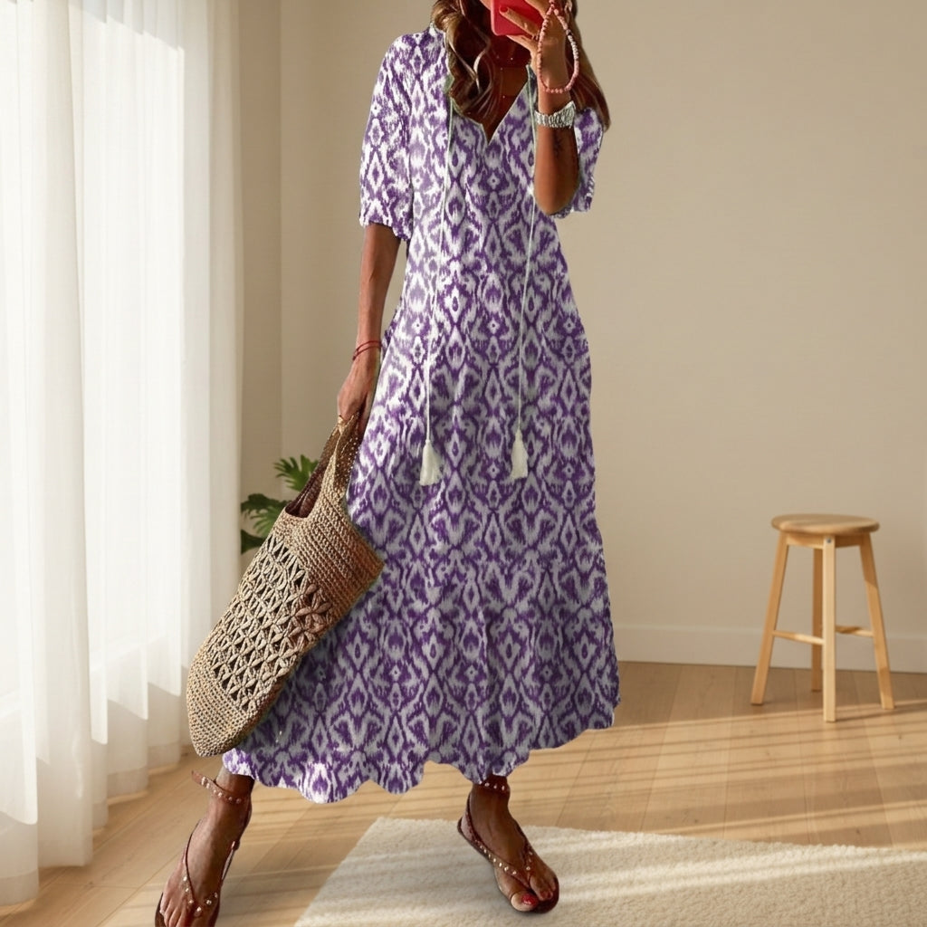 Alicia - Women's Tassel Tie-Front Boho Maxi Dress - photo 3