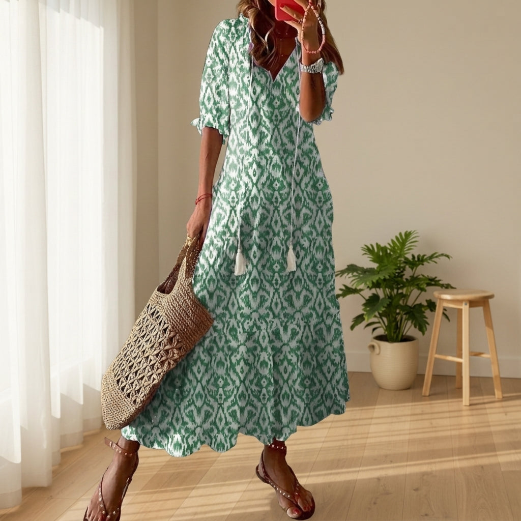 Cortina - Women's Tassel Tie-Front Boho Maxi Dress - photo 2