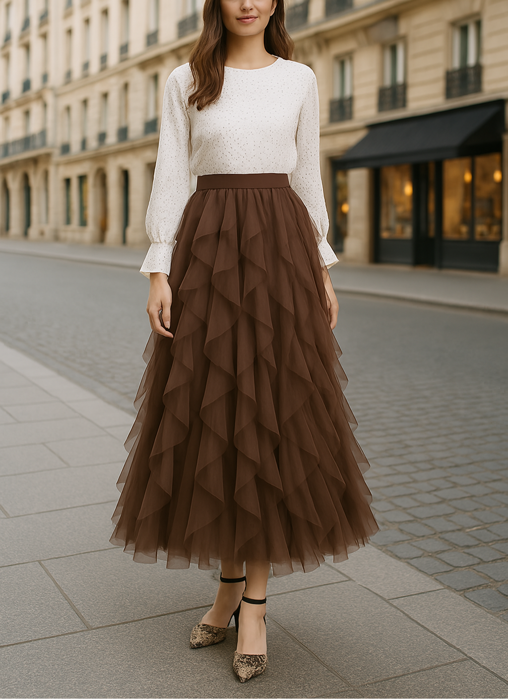 Women's Layered Tulle Midi Skirt - photo 5