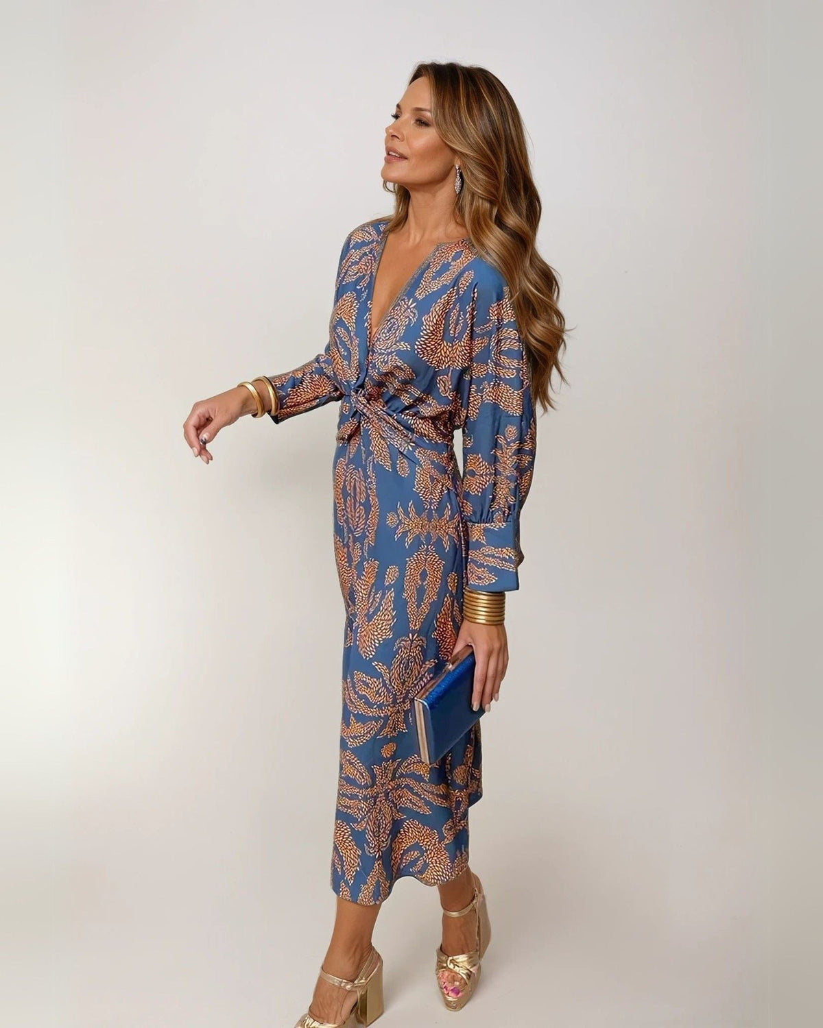 Rose - Women's Wedding Guest Midi Dress with Tie Waist - photo 2