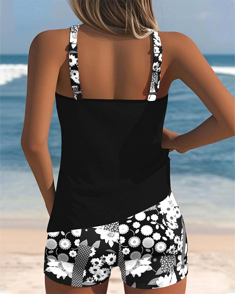 Women's Printed Tankini Set with Matching Swim Shorts - photo 6