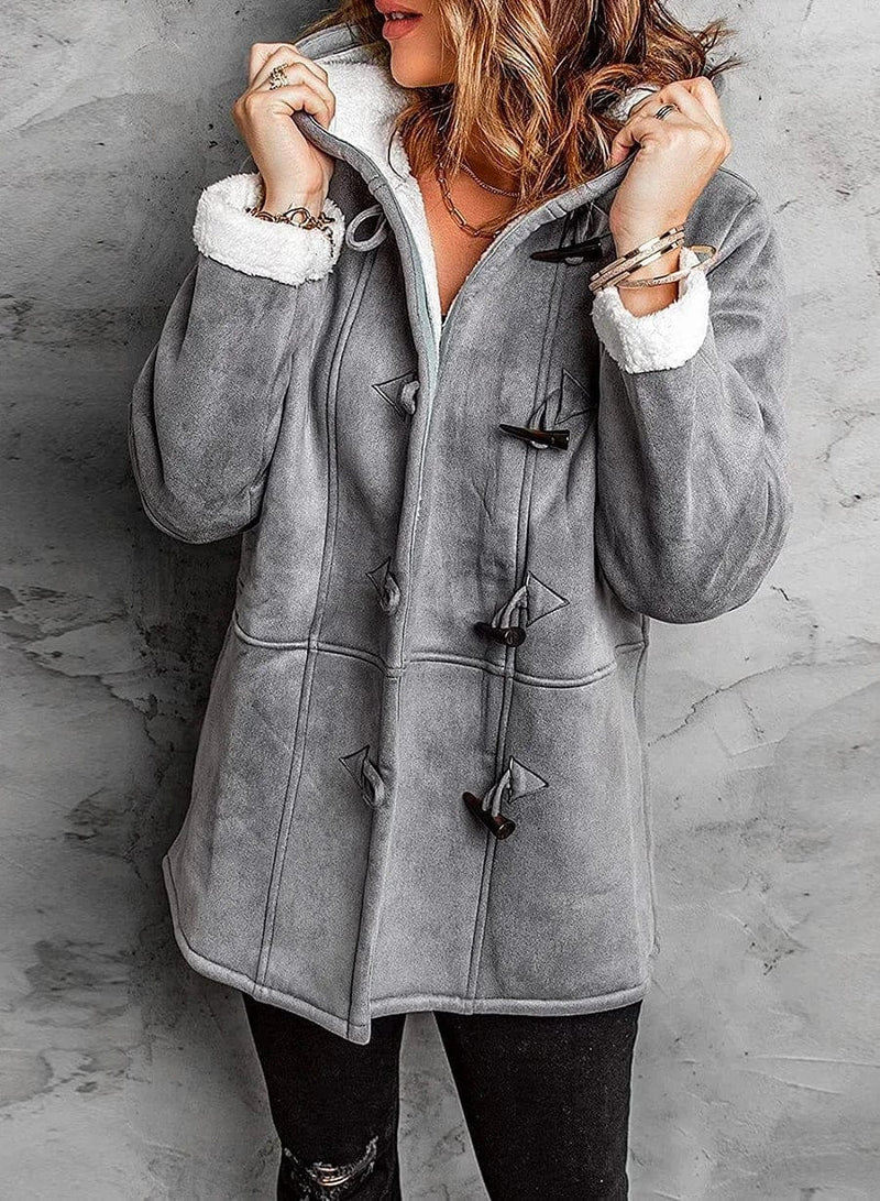 Women's Hooded Coat in Plush Cashmere-Like Material - photo 5